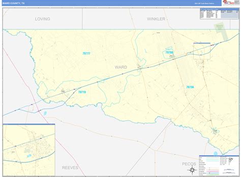 Ward County, TX Zip Code Wall Map Basic Style by MarketMAPS - MapSales