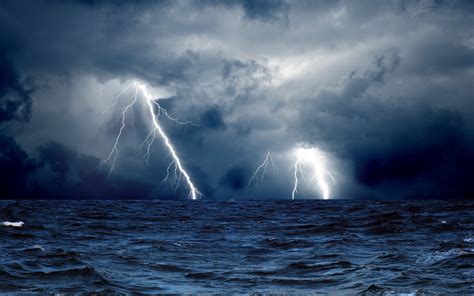 Wallpaper : sea, sky, lightning, storm, horizon, atmosphere, thunder, cloud, weather, ocean ...