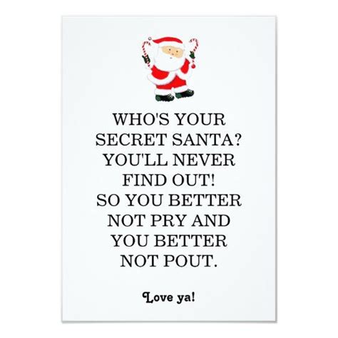 Funny Secret Santa Cards | Zazzle | Secret santa messages, Secret santa note, Secret santa poems