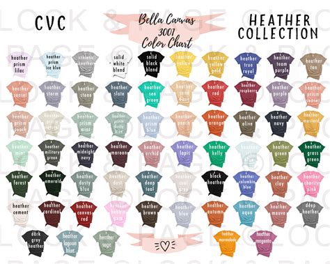 Bella Canvas 3001 Heather CVC Color Chart T-shirt Mockup Flat - Etsy