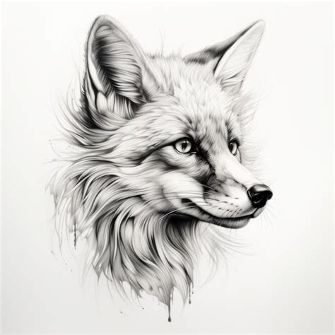 Premium AI Image | Realistic Fox Head Art Vector Drawing In Black And White