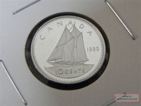 1990 Proof Unc Canadian Canada Bluenose Dime Ten 10 Cent