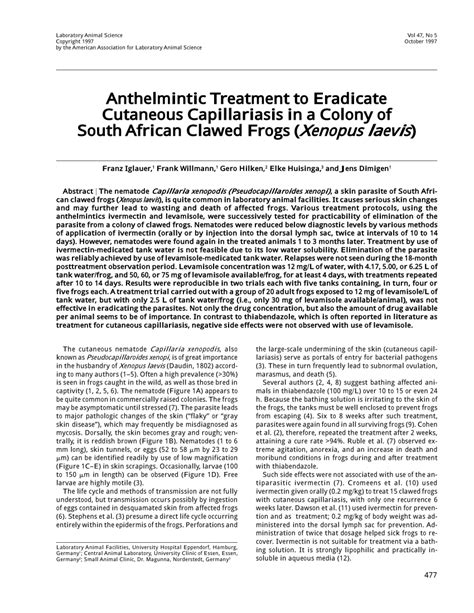 (PDF) Anthelmintic treatment to eradicate cutaneous capillariasis in a colony of South African ...