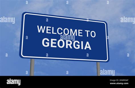 Welcome to Georgia Road Sign on Clear Blue Sky with Rapid Moving Clouds Stock Video Footage - Alamy