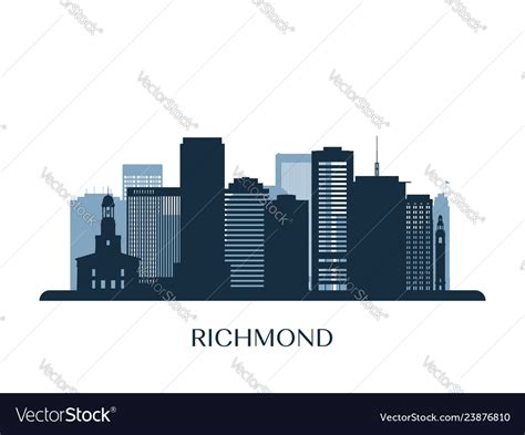 Richmond skyline monochrome silhouette Royalty Free Vector