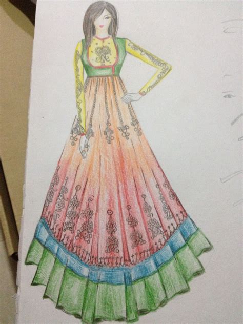 Anarkali dress | Sketches, Illustration fashion design, Fashion design ...