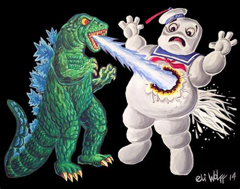 Godzilla Vs Stay Puft Art Print - Etsy