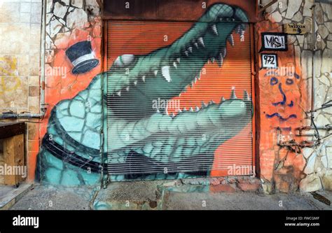 crocodile graffiti in Florentin neighborhood, Tel Aviv city, Israel ...