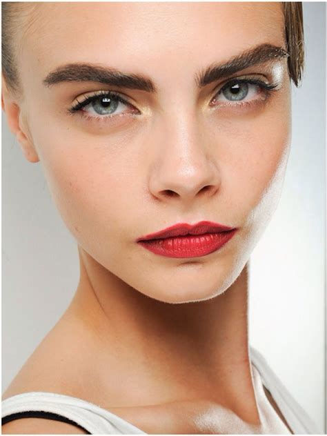 Cara Delevingne Red lips Thick eyebrows | Best lipstick color, Cara ...