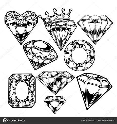 Diamond Vector Jewelry Clip Art Graphics Black Set Stock Vector by ©thinkliketiger@gmail.com ...