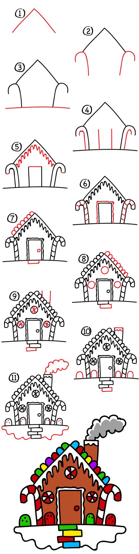 How To Draw Christmas Gingerbread House Printable Step By Step Drawing | Images and Photos finder