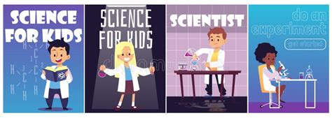 Science Education for Kids Banners or Posters, Flat Vector Illustration. Stock Vector ...