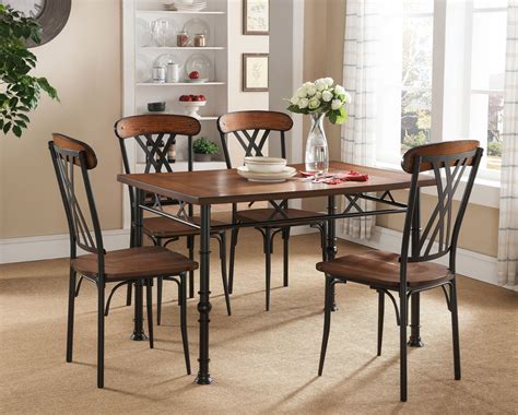 Black Ash Finish Wood with Metal Dining Dinette - Kitchen (Table & 4 Chairs) | Dinette kitchen ...