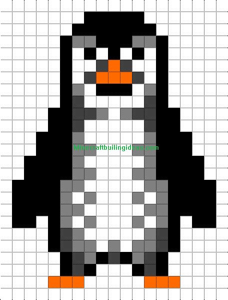 Minecraft Pixel Art Templates: Penguin | Minecraft pixel art, Pixel art templates, Pixel art