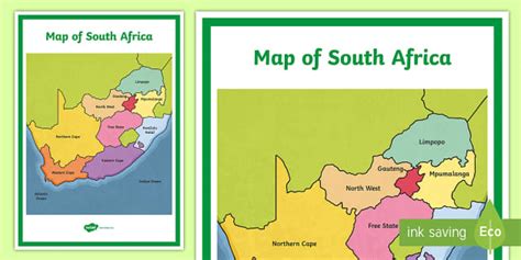 Map of South Africa Display Poster (teacher made) - Twinkl