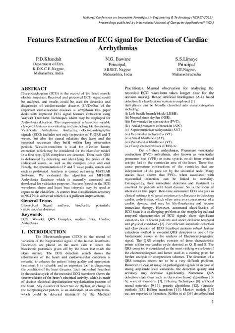 (PDF) Features Extraction of ECG signal for Detection of Cardiac ...