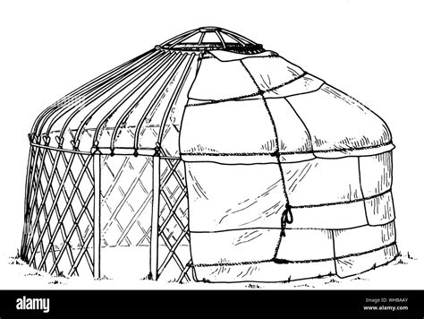 Drawing of Mongol ger or yurt Stock Photo - Alamy