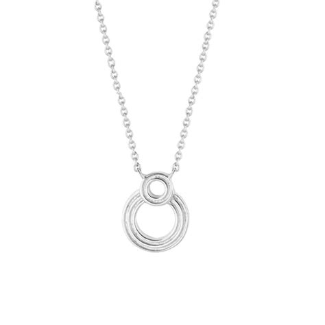 Silver Ridged Double Circle Necklace - Silverado Jewellery