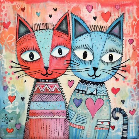 Valentine Doodle Heart Cat Art Free Stock Photo - Public Domain Pictures