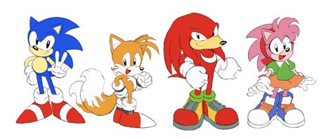 eggfield🌻 on Twitter: "made some doodle fanart of sonic, tails, knuckles, and amy in their ...