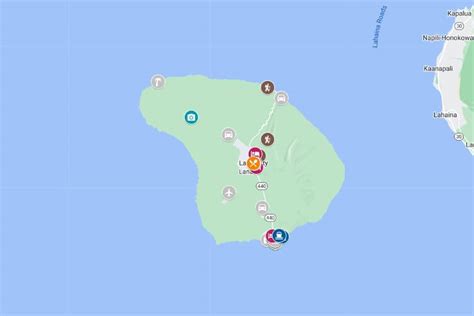 Lanai map (google maps) with iconic Lanai spots, hotels, beach ...