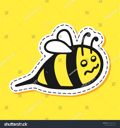 Bee Sticker Cartoon Emoji Character Hand Stock Vector (Royalty Free ...