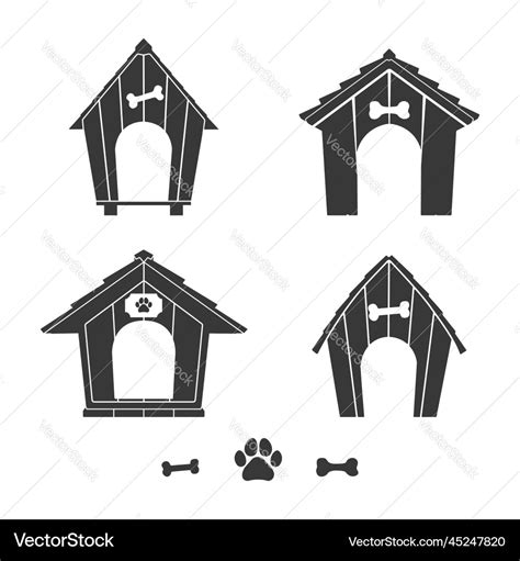 Dog house silhouettes house Royalty Free Vector Image