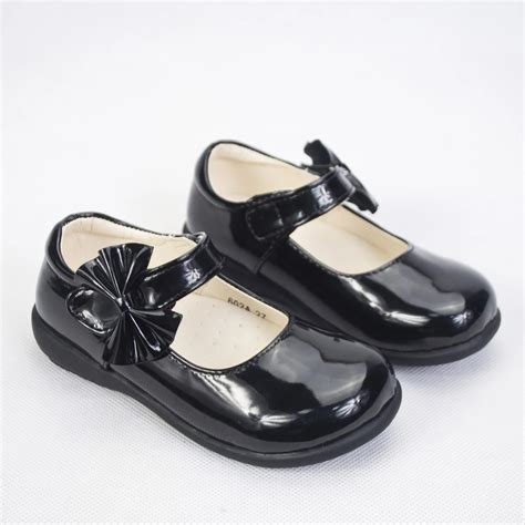 Klupao Girl Kids Shoe Girls Patent Leather Shoes Girl Princess Hook & Loop Bowknot Black PU ...