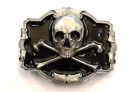 Black Skull & Crossbones Tanside Belt Buckle