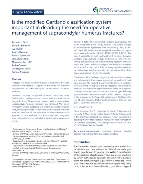 (PDF) Is the modified Gartland classification system important in deciding the need for ...