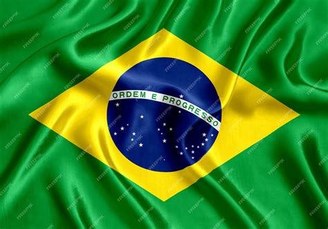 Premium Photo | Flag of brazil silk close-up background