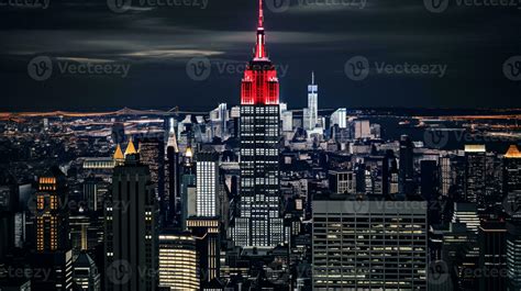 Night view of Empire State Building. Generative AI 32975647 Stock Photo ...