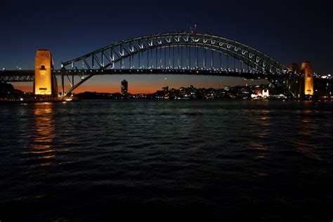 Sydney - City and Suburbs: Sydney Harbour Bridge, sunset