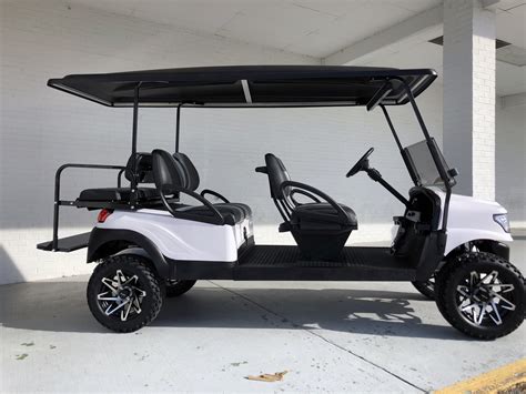 White Alpha Lifted 6 Passenger Limo Club Car Golf Cart | Golf Carts - Lifted