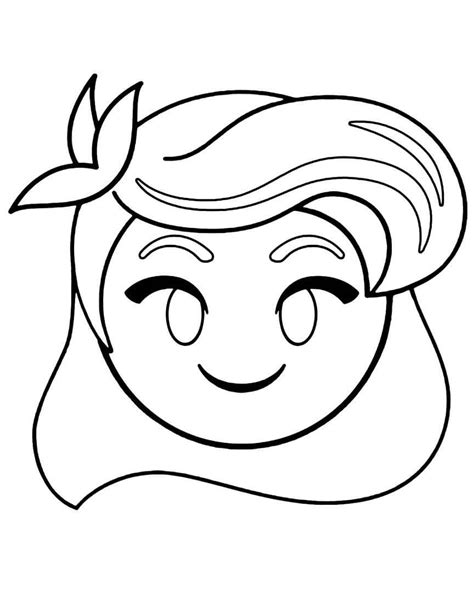 Chica Emoji Sonriendo para colorear, imprimir e dibujar – ColoringLib