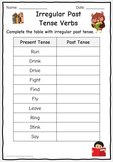 Irregular Past Tense Verbs Worksheets | Free English Worksheets