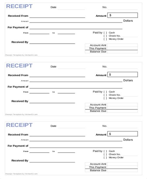 Payment Receipt Sample Format | PDF Template