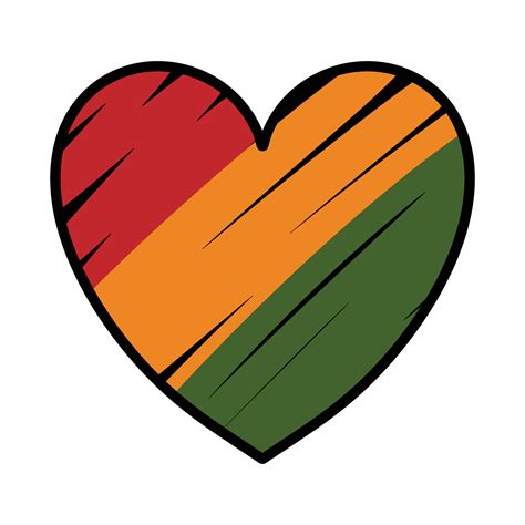 Heart symbol with hand drawn stroke, 3 stripes colors of African flag ...