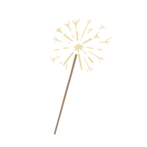 Hand drawn cute isolated clip art illustration of firework stick ...