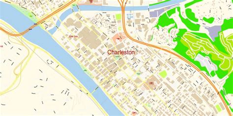 Charleston West Virginia US Map Vector Exact City Plan detailed Street Map editable Adobe ...