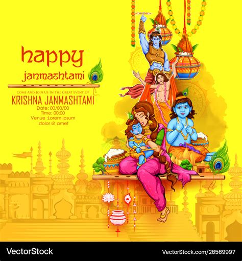 Happy Krishna Janmashtami Festival Background Of India Stock Vector – NBKomputer