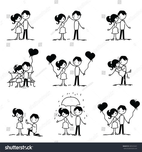 Set Doodle Couple Vector Illustration Stock Vector (Royalty Free ...