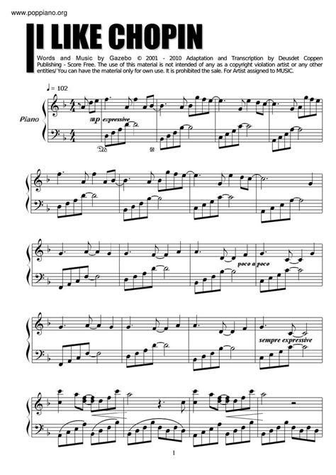 Gazebo-I Like Chopin Sheet Music pdf, - Free Score Download ★