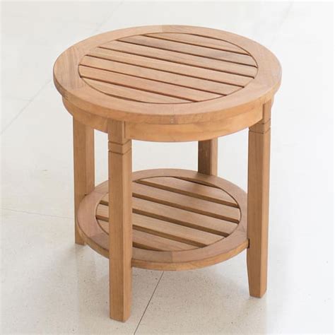 Cambridge Casual Heaton Natural Teak Wood Outdoor Side Table 180670-TW ...