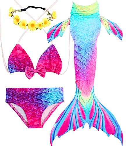 Buy 3 Pcs Girls Swimsuit Mermaid for Swimming Princess Mermaid Costume ...