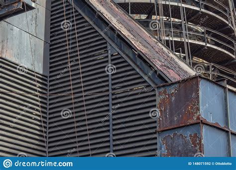 Industrial Shapes and Textures, Louvered Vents and Circular Catwalks Stock Photo - Image of ...