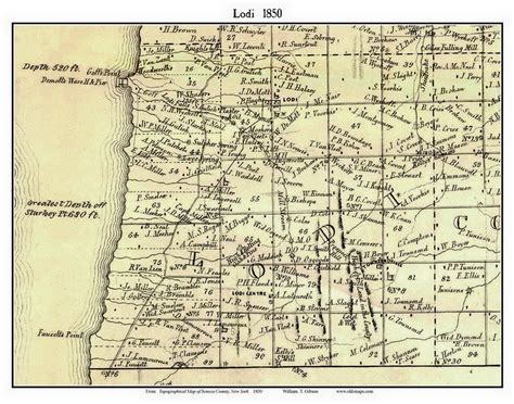 Lodi, New York 1850 Custom Old Town Map with Homeowner Names - Reprint - Genealogy - Seneca Co ...