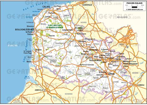 Carte du Pas-de-Calais - Pas-de-Calais carte du département 62