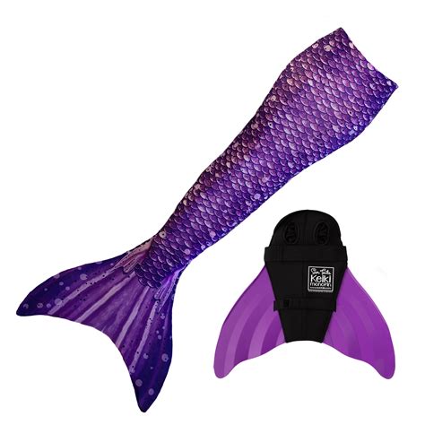 Sun Tail Mermaid Swim Set; Paradise Purple Mermaid Tail + Purple Monofin for Swimming; size ...