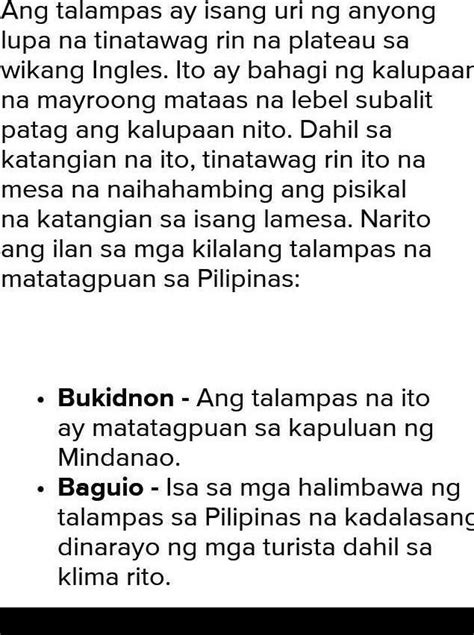 talampas sa Pilipinas na may discription - Brainly.ph